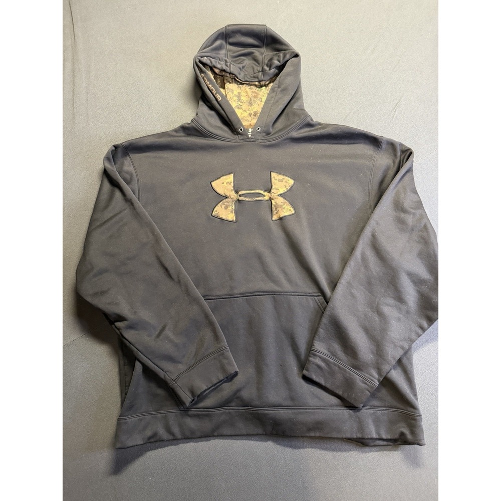 Under Armour Digital Camo Hoodie Sweatshirt Mens XXL Hunting Outdoors Sewn Logo
